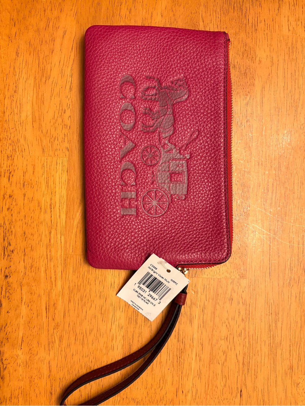 Coach Bright Violet Multi Pebbled Leather Wristlet